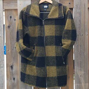 ROOTS Cardigan Jacket Women's Size Small Wool Blend Olive Green and Black Full Z